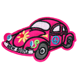 Auto Beetle Kever Flowerpower Strijk Embleem Patch Roze