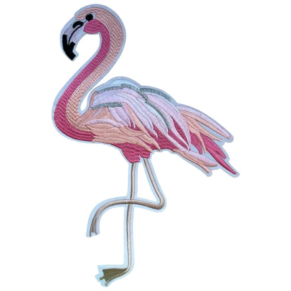 Roze Flamingo XXL Strijk Embleem Patch Rechts