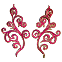 Cosplay Venetiaans Kant Sequins Strijk Applicatie Patch Set Fuchsia
