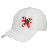 Kerst Candy Cane Zuurstok Strijk Embleem Patch op een witte cap