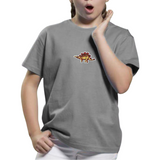 Dinosaurus Stegosaurus Strijk Embleem Patch op e grijs t-shirt