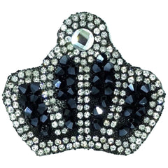 Kroon Strass Strijk Embleem Patch Antraciet