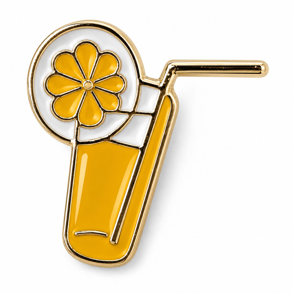 Limonade Cocktail Rietje Fruitschijfje Emaille Pin.