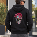 Doodskop Skull Bloemen XXL Full Color Strijk Applicatie