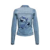 Bloesem Bloemen Vlinder Strijk Embleem Patch Set Blauw