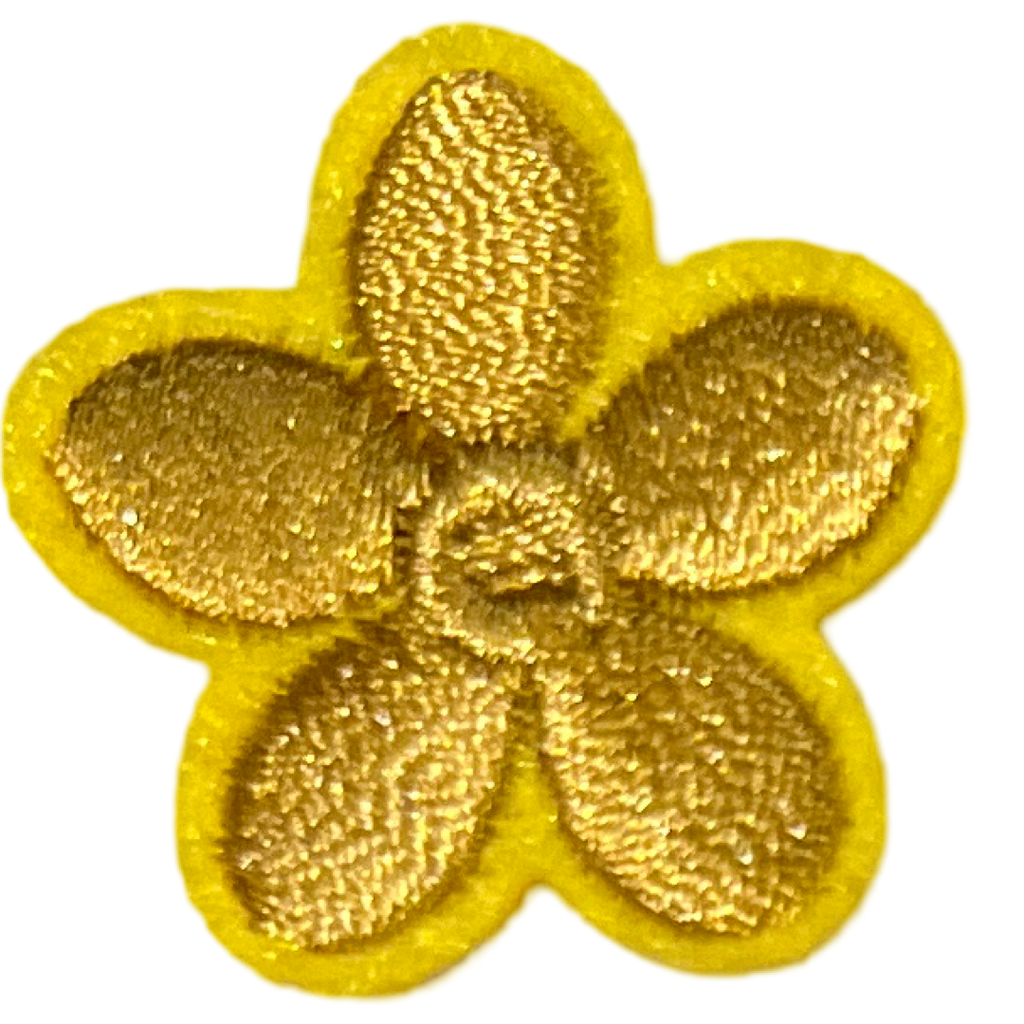 Bloem Bloemetje Strijk Embleem Patch Goud Geel