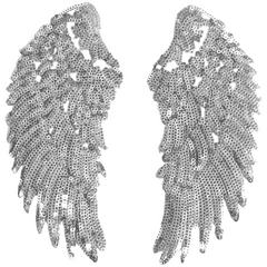 Vleugel Paillette L Strijk Applicatie Patch Set Zilver