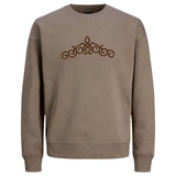 Cosplay Sequins Venetiaans Kant  Strijk Applicatie Patch Bruin Goud op een beige bruine sweater