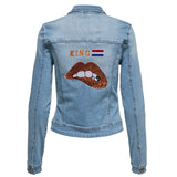 King Koningsdag Strijk Patch Set op de rugzijde van een spijkerjasje