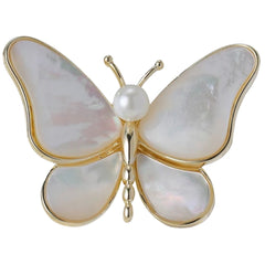 Vlinder Broche Sierspeld Paarlemoer Goud