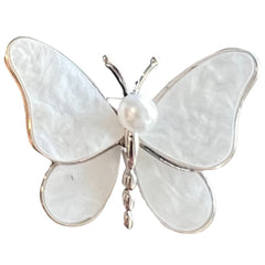 Vlinder Broche Sierspeld Paarlemoer Zilver