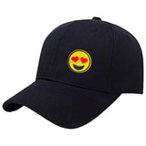 Emoji Smiley Strijk embleem Patch Hartjes Ogen op een donkerblauwe cap