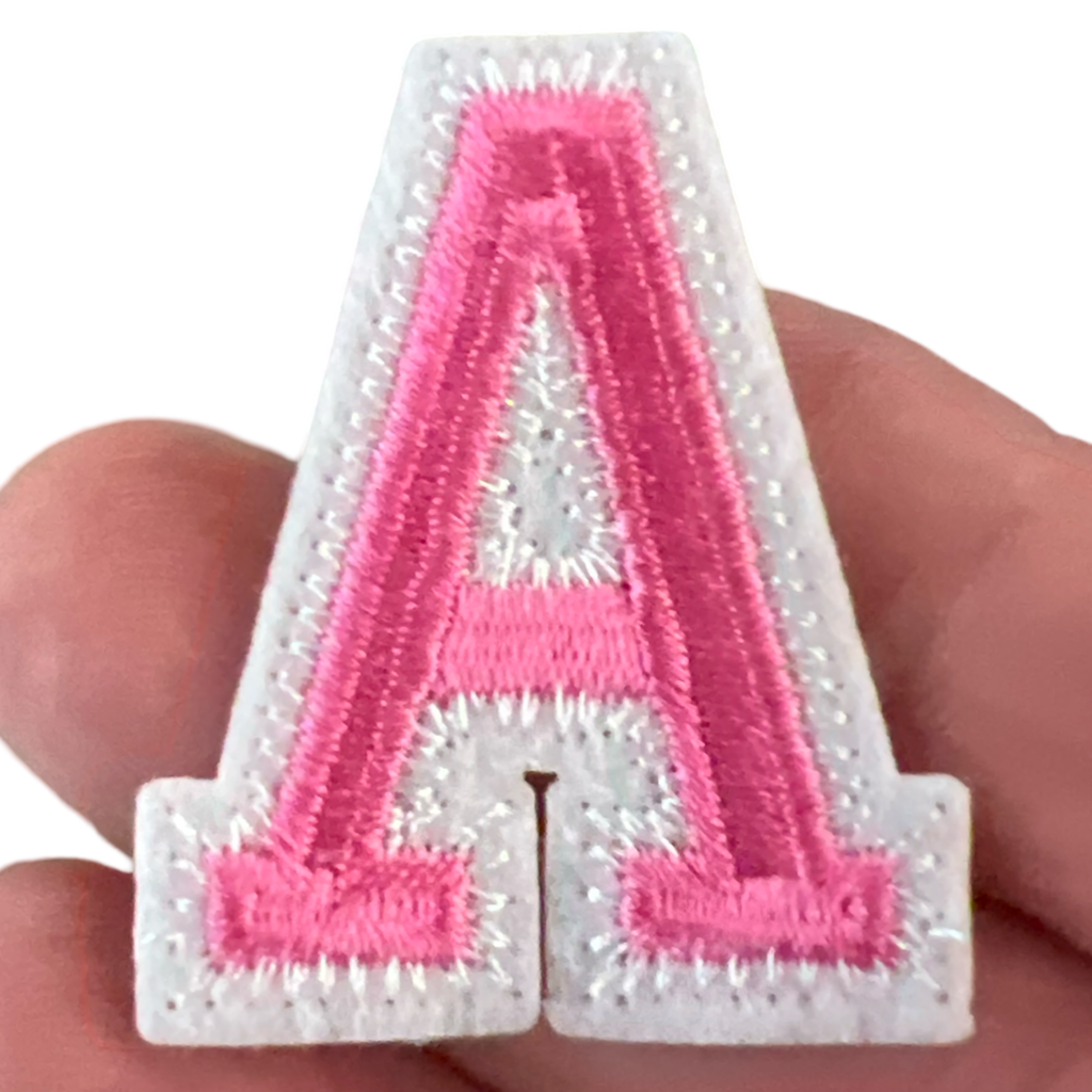 Alfabet Strijk Letter Embleem Patch A Roze Wit