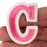 Alfabet Strijk Letter Embleem Patch C Roze Wit