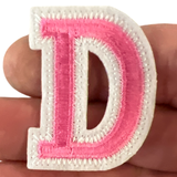 Alfabet Strijk Letter Embleem Patch D Roze Wit