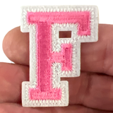 Alfabet Strijk Letter Embleem Patch F Roze Wit