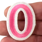 Alfabet Strijk Letter Embleem Patch O Roze Wit