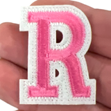 Alfabet Strijk Letter Embleem Patch R Roze Wit