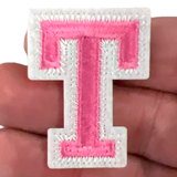 Alfabet Strijk Letter Embleem Patch T Roze Wit