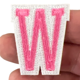 Alfabet Strijk Letter Embleem Patch W Roze Wit