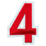 Cijfer Nummer 4 Strijk Emblemen Patch Rood Wit