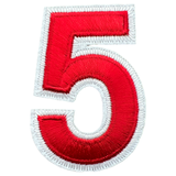 Cijfer Nummer 5 Strijk Emblemen Patch Rood Wit