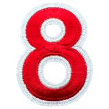 Cijfer Nummer 8 Strijk Emblemen Patch Rood Wit