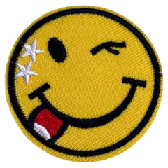 Emoji Smiley Strijk Embleem Patch Knipoog