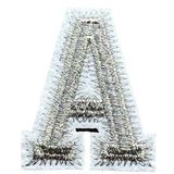 Alfabet Letter A Strijk Embleem Patch Zilver Wit