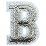 Alfabet Letter B Strijk Embleem Patch Zilver Wit
