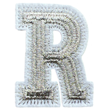 Alfabet Letter R Strijk Embleem Patch Zilver Wit
