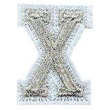 Alfabet Letter X Strijk Embleem Patch Zilver Wit