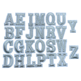 Alfabet Letter A tot Z Strijk Embleem Patch Zilver Wit
