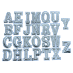 Alfabet Letter Strijk Embleem Patch Zilver Wit