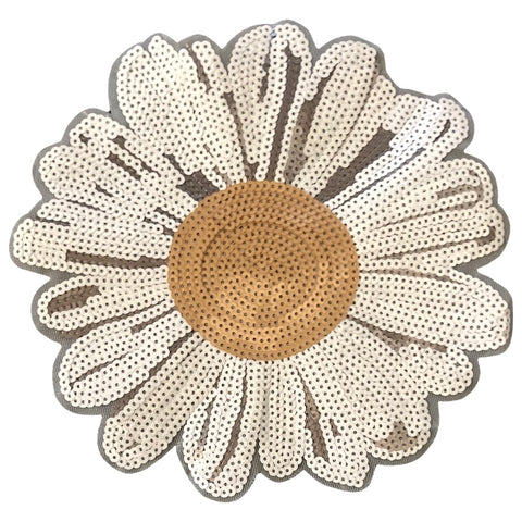 XXL paillette margriet madelief strijkpatch met bloemdesign