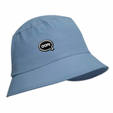 Oops Tekst In Tekstwolkje Strijk Embleem Patch op een blauwe Bucket Hat