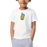 Ananas Met Kruin Strijk Embleem Patch op een wit t-shirtje