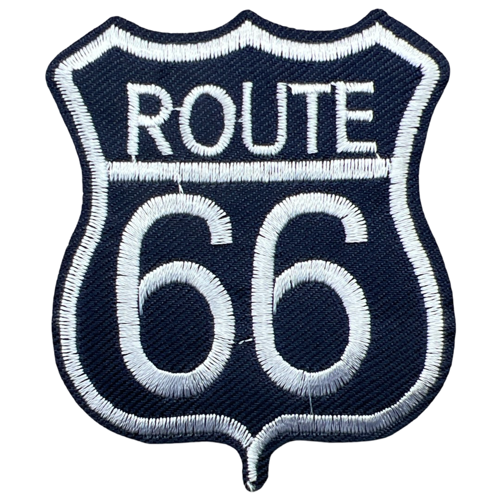 Route 66 USA Strijk Patch Donker Blauw Wit