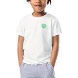Hartje Strijk Embleem Patch Applicatie Mint Groen Medium op een wit t-shirtje