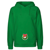 Kerstkrans Strik Paillette Strijk Embleem Patch op een groene hoodie