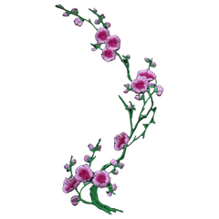 Bloesem Bloemen Tak Strijk Embleem Patch Roze Groen