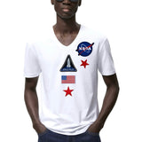 Nasa Space Pilot Strijk Embleem Patch Set 5 stuks op een wit t-shirt