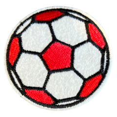 Voetbal Patch – Red White Soccer Ball Iron-On Emblem