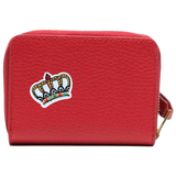 Kroon Kroontje Strijk Embleem Patch op een kleine rode portemonnee