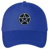 Pentagram Ster Strijk Embleem Patch op een blauwe cap