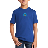 Anker Boei Strijk Embleem Patch Blauw op een blauw t-shirt