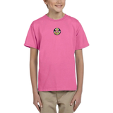 Anker Boei Strijk Embleem Patch Donker Blauw op een roze t-shirt