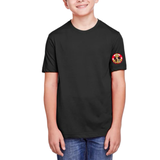 Anker Boei Strijk Embleem Patch Rood op een zwart t-shirt