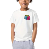 Rubik Kubus Strijk Embleem Patch o peen wit t-shirtje