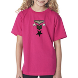 Army Military Air Force Strijk Embleem Patch Set op een roze t-shirt